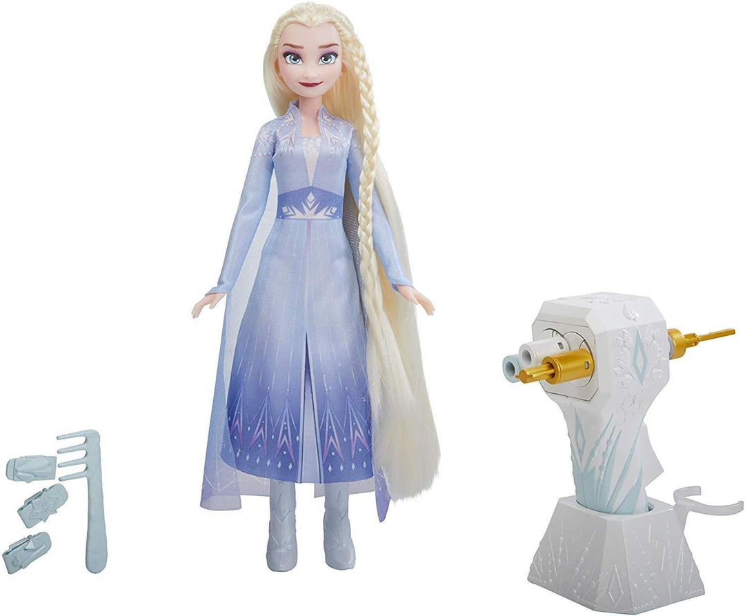 Disney Die Eiskönigin Flechtspass Elsa Puppe mit extralangem, blondem Haar, Styler und Haarclips – S