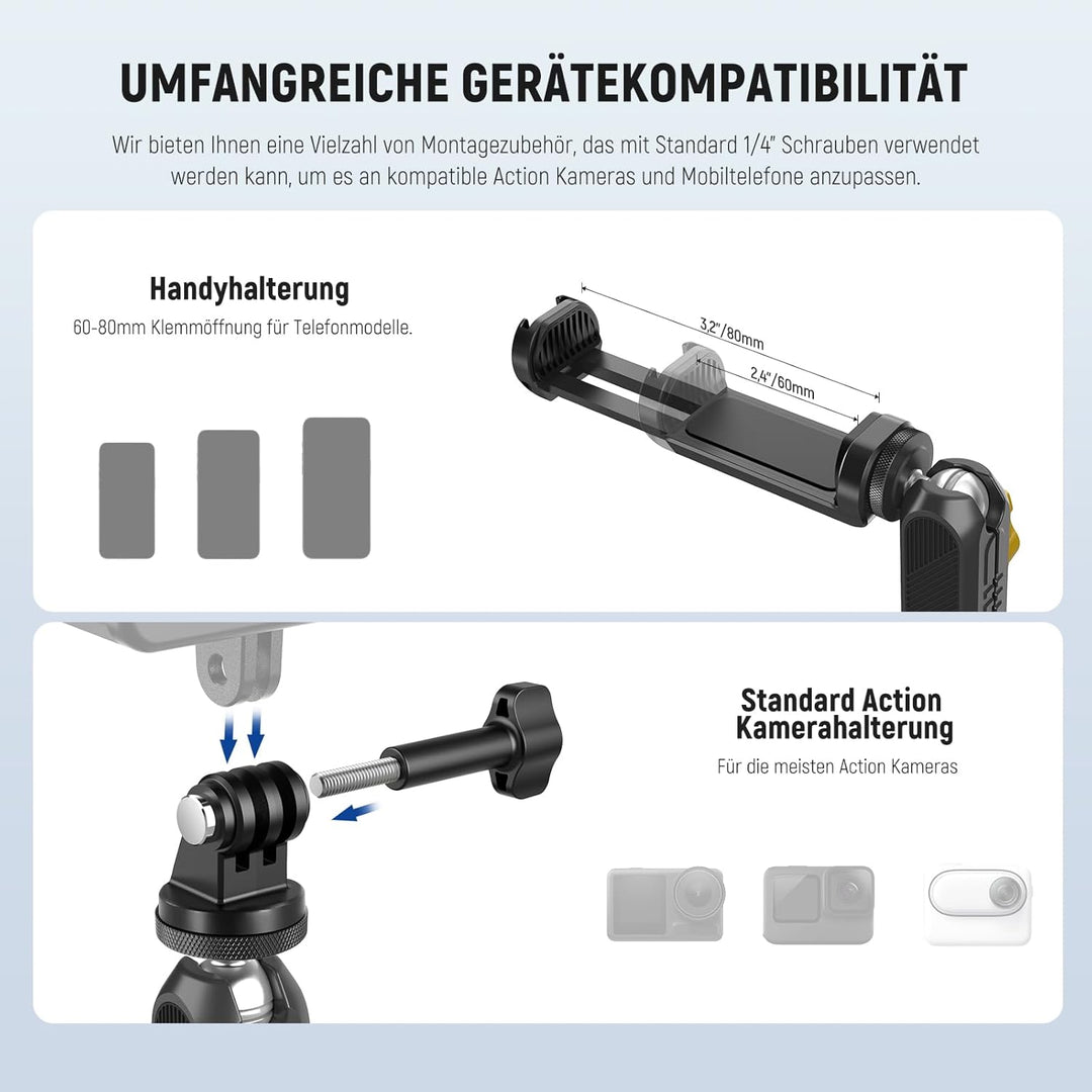 NEEWER Magnetisches Action Kamera Auto Halterung Set mit Magic Arm Ständer, Handy Halter Set, kompat