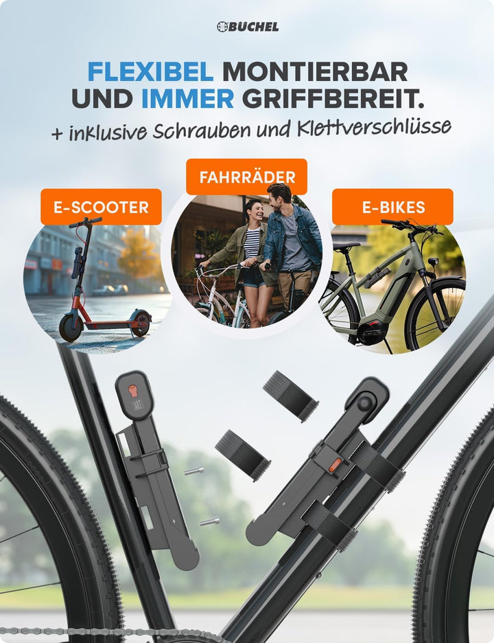 BÜCHEL Sekura - Faltschloss Fahrrad I sicherer Diebstahlschutz inkl. Halterung I aus gehärtetem Stah