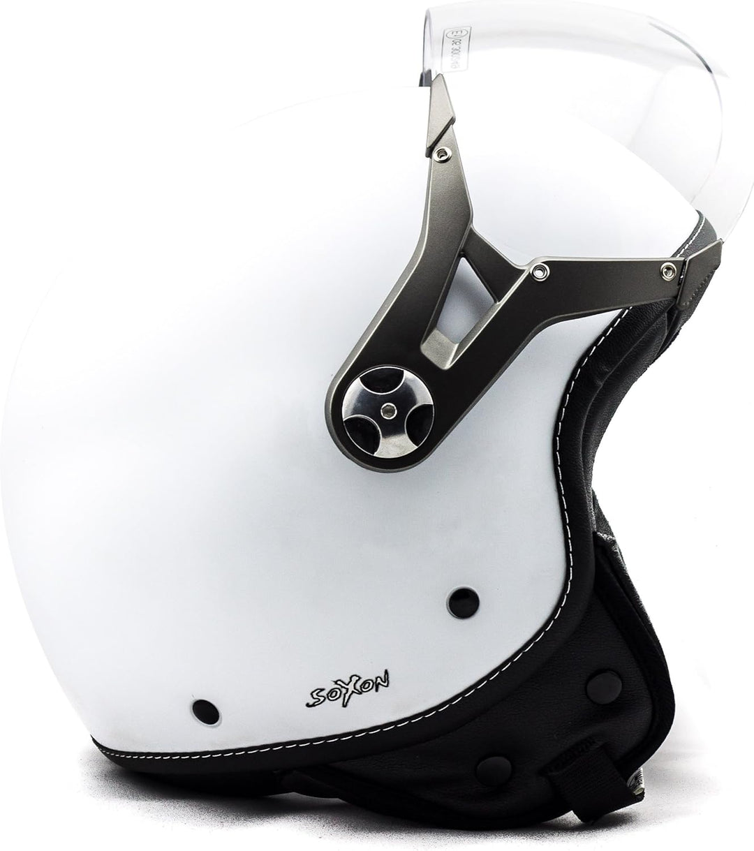 Soxon® SP-325 Mono „Snow“ · Jet-Helm · Motorrad-Helm Roller-Helm Scooter-Helm Moped Mofa-Helm Choppe