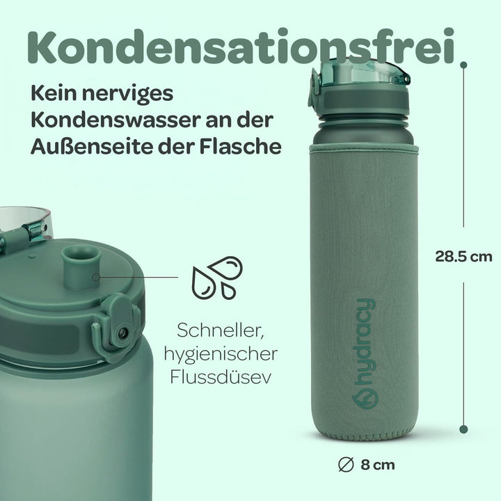 Hydracy Trinkflasche mit Fruchteinsatz - 1L Wasserflasche - BPA-freie Trinkflasche mit Zeitmarkierun