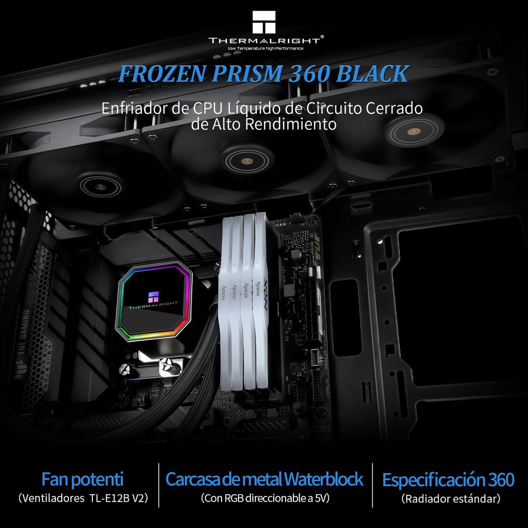 THERMALRIGHT Frozen Prism 360 Black Flüssig-CPU-Wasserkühler mit 120mm PWM-Lüfter,360 Black Cold Row
