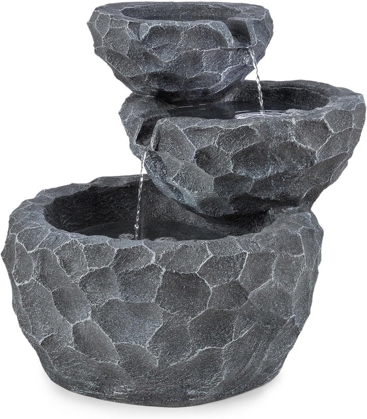 blumfeldt Murach Gartenbrunnen Kaskadenbrunnen Zimmerbrunnen (Akkubetrieb, 2 Watt Solarpanel, 3 LEDs