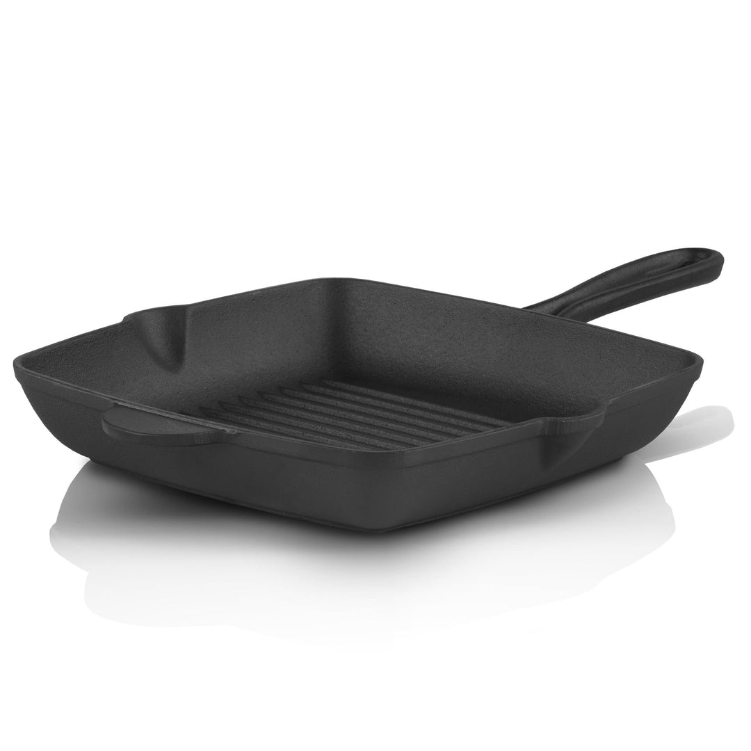 BBQ-Toro Gusseisen gerippte Steakpfanne | 26 x 26 cm - eckig | bereits eingebrannt - preseasoned | G