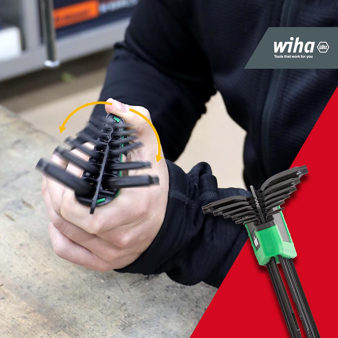 Wiha Stiftschlüssel Set 13-tlg. im ErgoStar Halter TORX I MagicSpring I T5-T45 I schwarzoxidiert I W