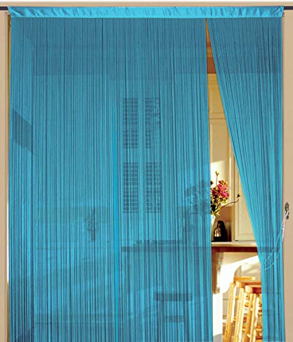 Kaikoon Fadenvorhang Fadenstore Messe B1 schwer entflammbar 90 cm x 240 cm (BxH) hellblau Neu
