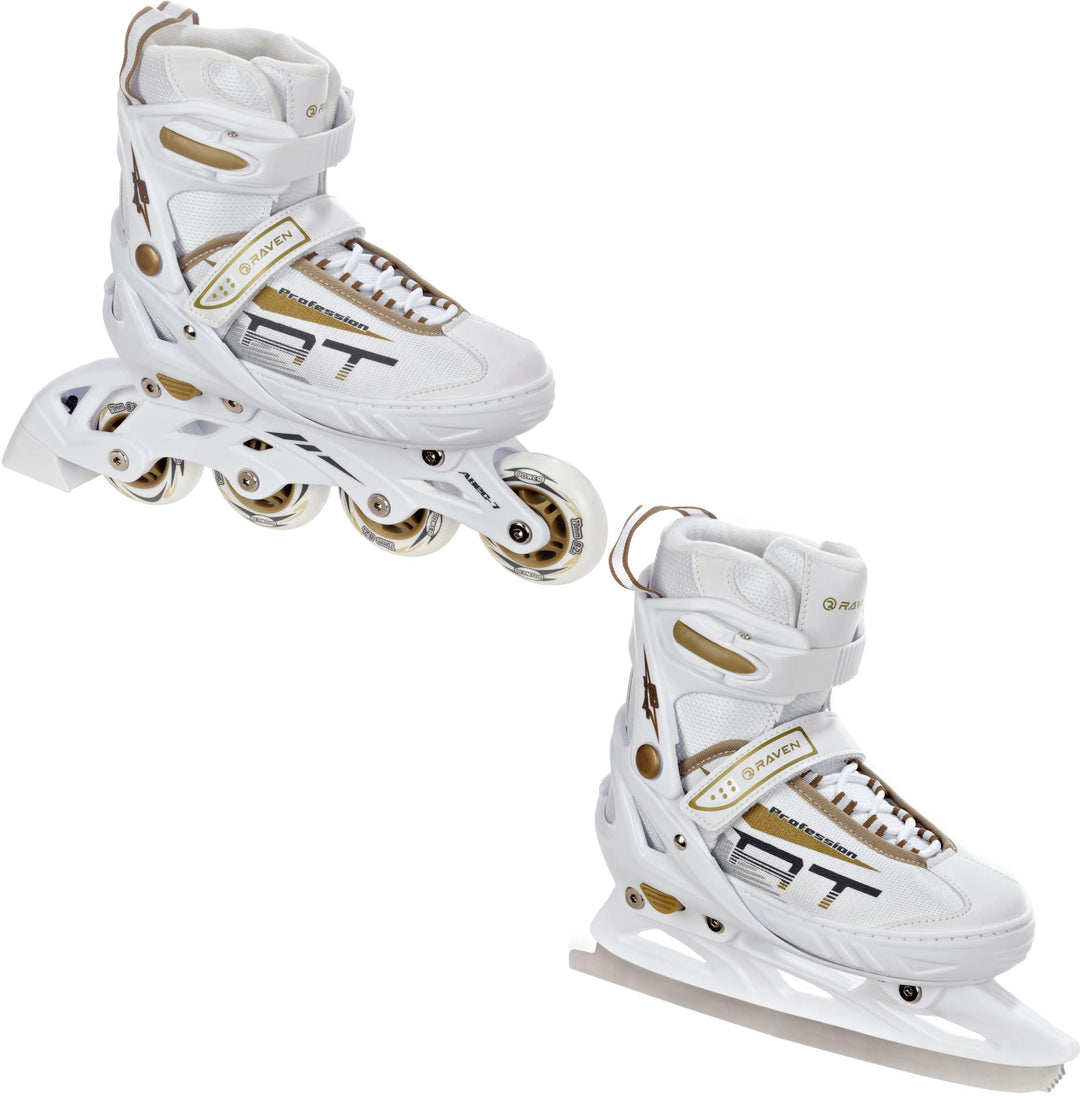 RAVEN Profession 2in1 Schlittschuhe Inlineskates Inliner für Kinder und Erwachsene verstellbar 31-35