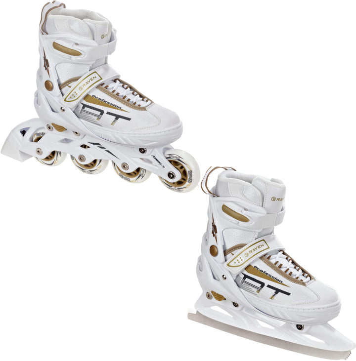 RAVEN Profession 2in1 Schlittschuhe Inlineskates Inliner für Kinder und Erwachsene verstellbar 31-35
