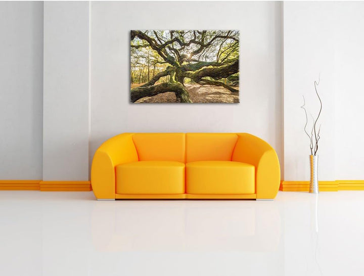 Pixxprint gigantisch verzweigter Baum / 100x70cm Leinwandbild bespannt auf Holzrahmen/Wandbild Kunst