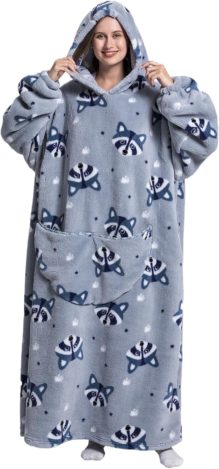 Ultra Weiche Hoodie Decke mit Ärmeln Warme Flanell Decke zum Anziehen für Zuhause Sofa und Bett, Kus
