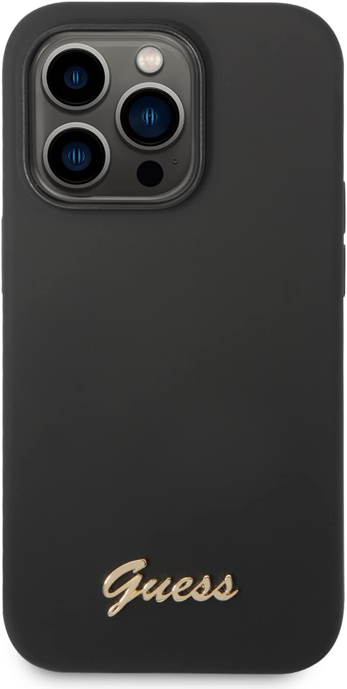 Guess GUHCP14XSLSMK hülle für iPhone 14 Pro Max 6,7" schwarz/Black Hard case Silicone Vintage Gold L