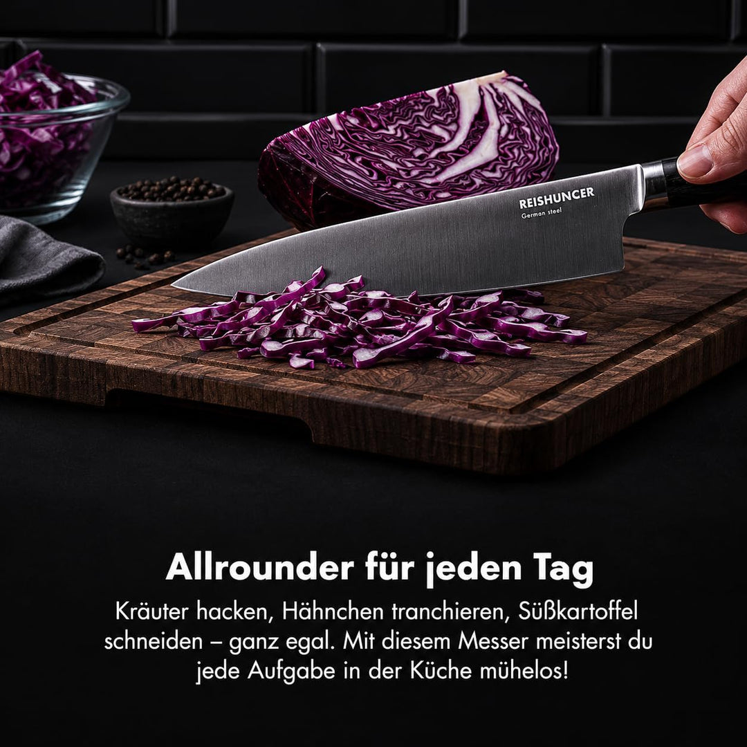 Reishunger Edelstahl Chef Messer – Küchenmesser für den täglichen Gebrauch – Hochwertiger Stahl aus
