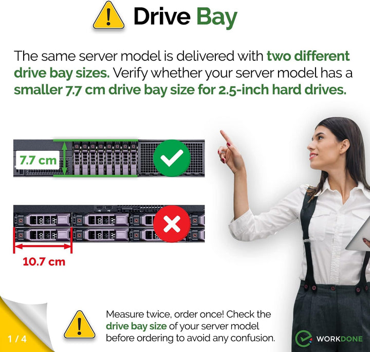 WORKDONE 12er-Pack 2,5 Zoll Laufwerk Caddy - Kompatibel für Dell PowerEdge Servern - T440 T640 R430