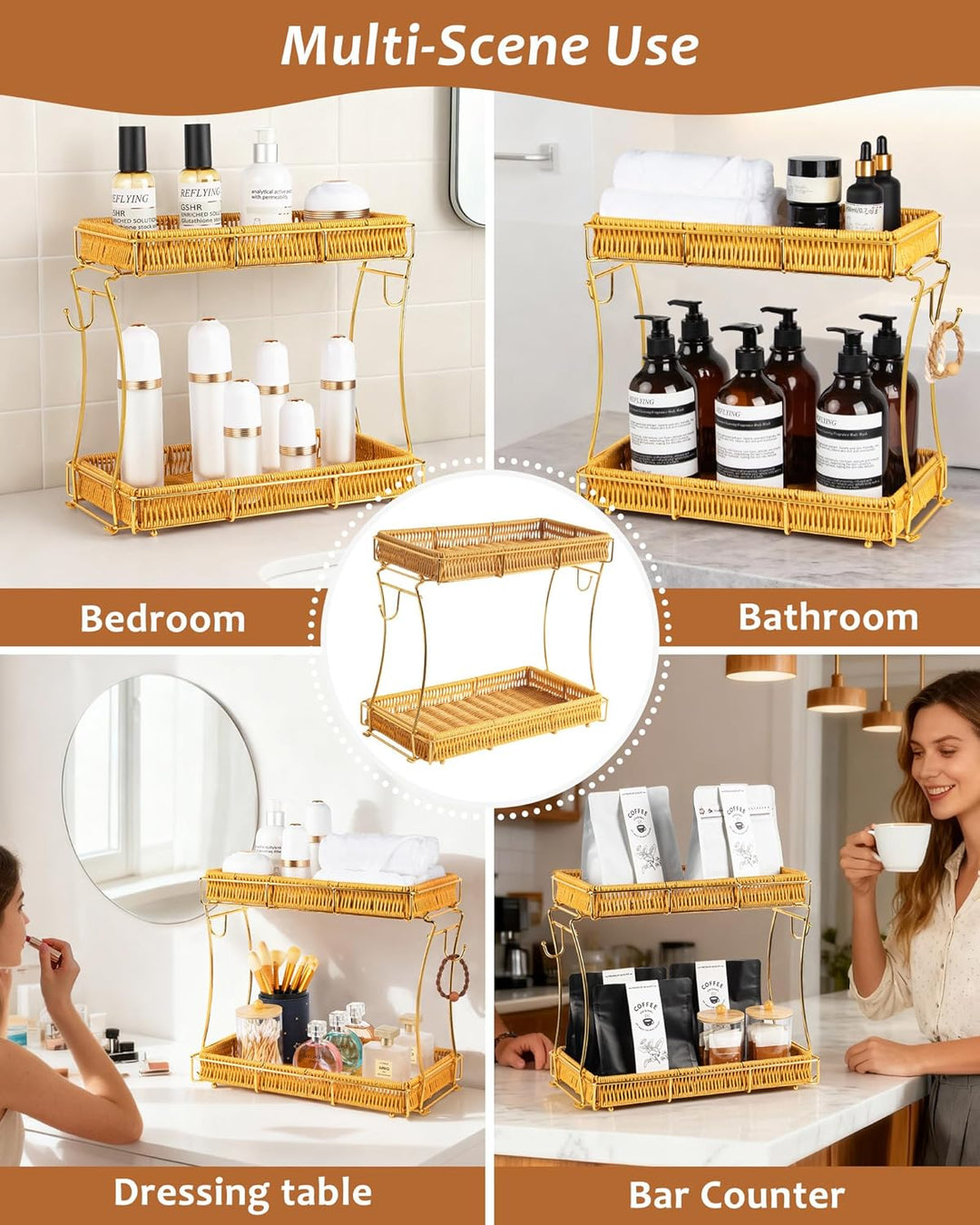 REFLYING Abnehmbarer Badezimmer Organizer, Skincare Parfüm Organizer, Küchen Organizer, Gewürzregal,