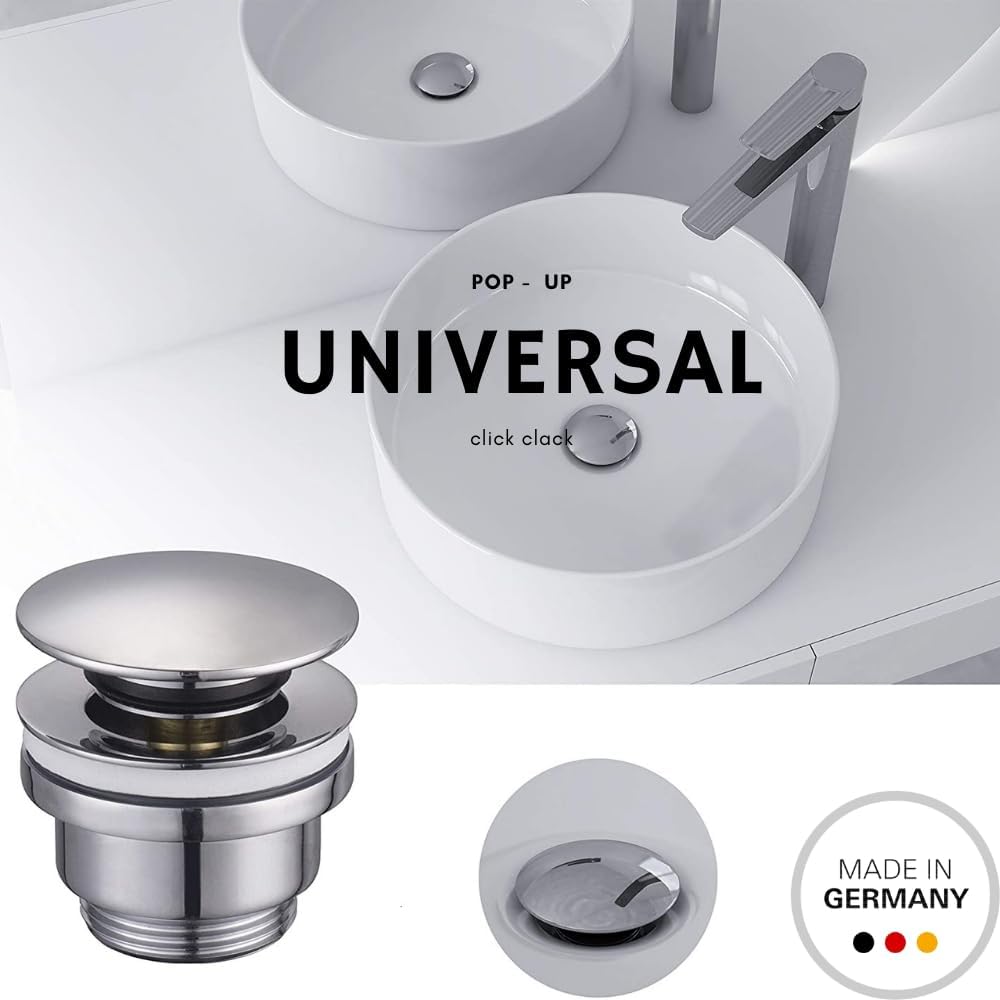 Schläfer 4051003 - Universal Ablaufgarnitur mit Überlauf (Chrom) - Pop Up Ventil für Waschbecken und