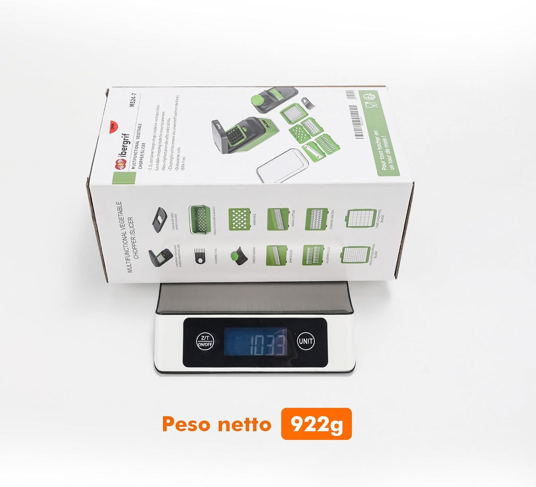 Ibergrif M524-7 GemüSeschneider, Vegetable Chopper Multifunktional Kein BPA, Gemüse Schneider Spülma