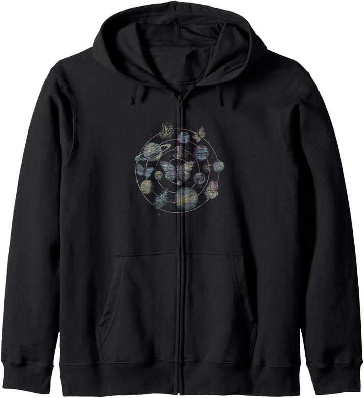 Planet Butterflies Gradient Solar System Kapuzenjacke