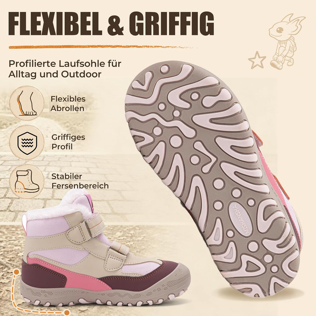 Mishansha Kinder Winterschuhe 24 EU Beige, Beige 24 EU