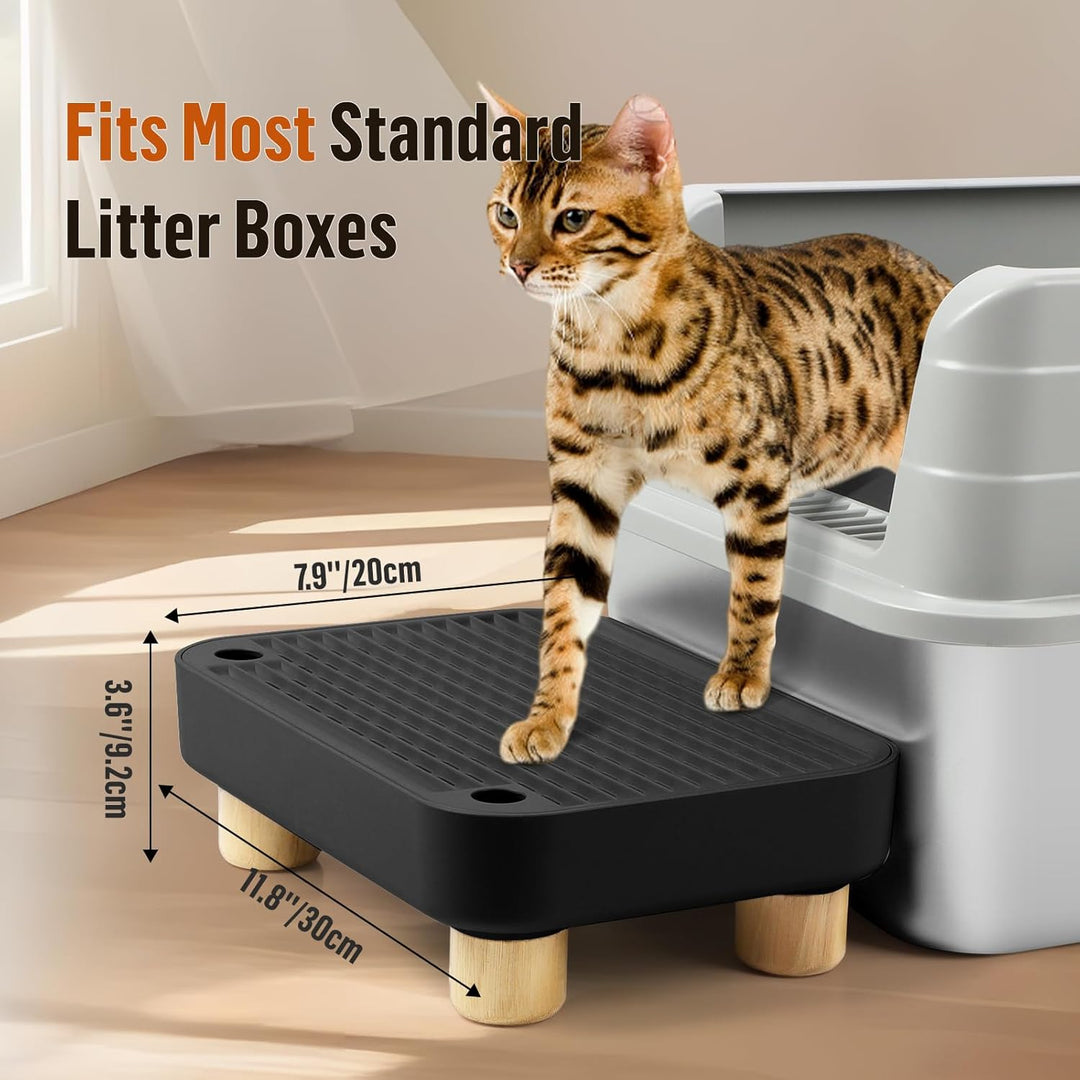 Erhöhte Katzenklo-Rampe, Katzentreppe mit Holzfüssen, Katzenstreu-Filterpedal für automatische selbs