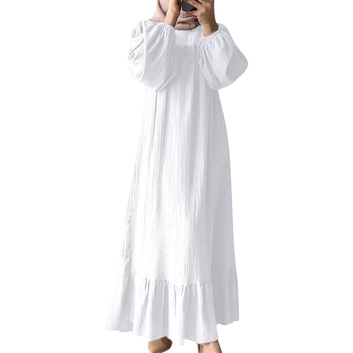 Muslimische Kleider Festlich Kleid, Gebetskleidung, lässiger Kaftan Weihnachtskleid Damen (White, XL
