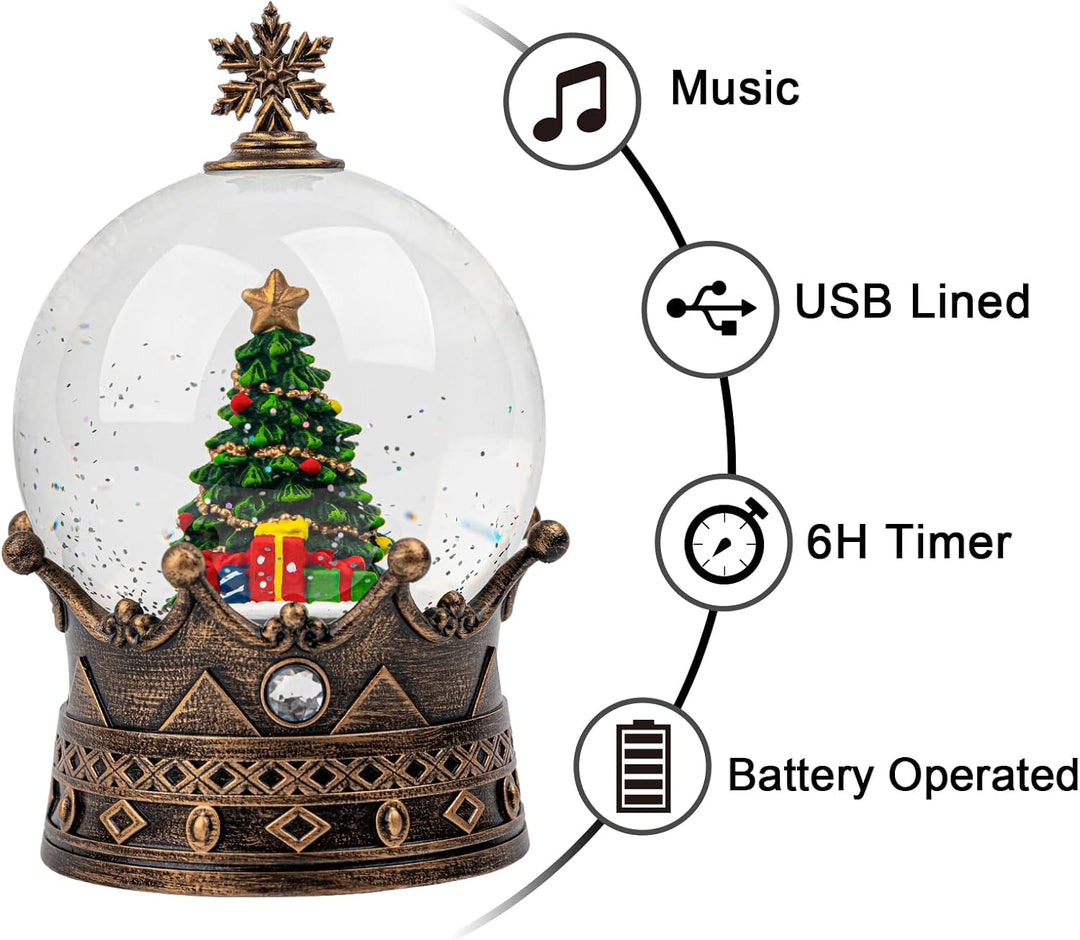 Weihnachten Schneekugel Laterne Wasser glitzernde Weihnachtsbaumkrone mit Musik & Timer, USB gefütte