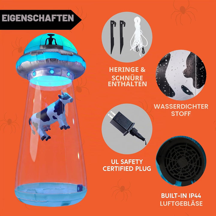 Joiedomi 2,7 m Aufblasbare Outdoor-Dekoration für Halloween, UFO-Dekor Mit LEDs für Hofdekoration Au