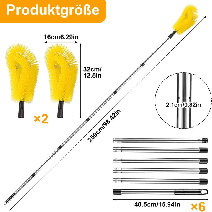 Dachrinnenreiniger Teleskop Dachrinnenbürste mit 6Pcs Teleskopstiel 250cm Dachrinnenreinigungsbürste