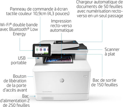 HP Color LaserJet Pro M479fdw Multifunktions-Farblaserdrucker (Drucker, Scanner, Kopierer, Fax, WLAN