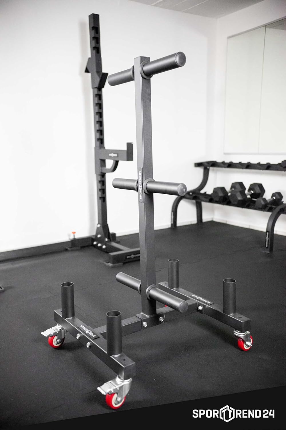 Sporttrend 24® Bumper Plate Rack auf Rollen bis 400kg mit 50mm Scheibenaufnahme | Hantelscheibenstän