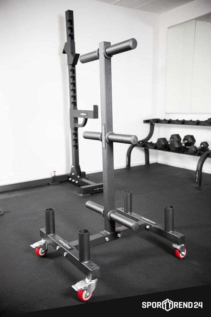 Sporttrend 24® Bumper Plate Rack auf Rollen bis 400kg mit 50mm Scheibenaufnahme | Hantelscheibenstän