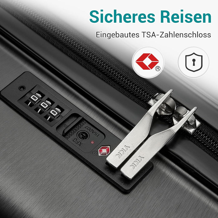 KONO Koffer Mittelgross mit TSA Schloss Hartschale Trolley Koffer mit Rollen Leicht aus ABS PC Reise