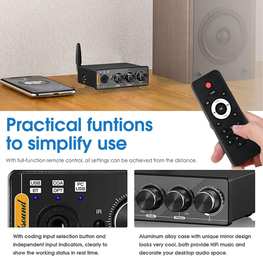 Nobsound Q4 USB Audio Gaming DAC Konverter mit Bluetooth Kopfhörerverstärker für PC/PS5/Computer mit