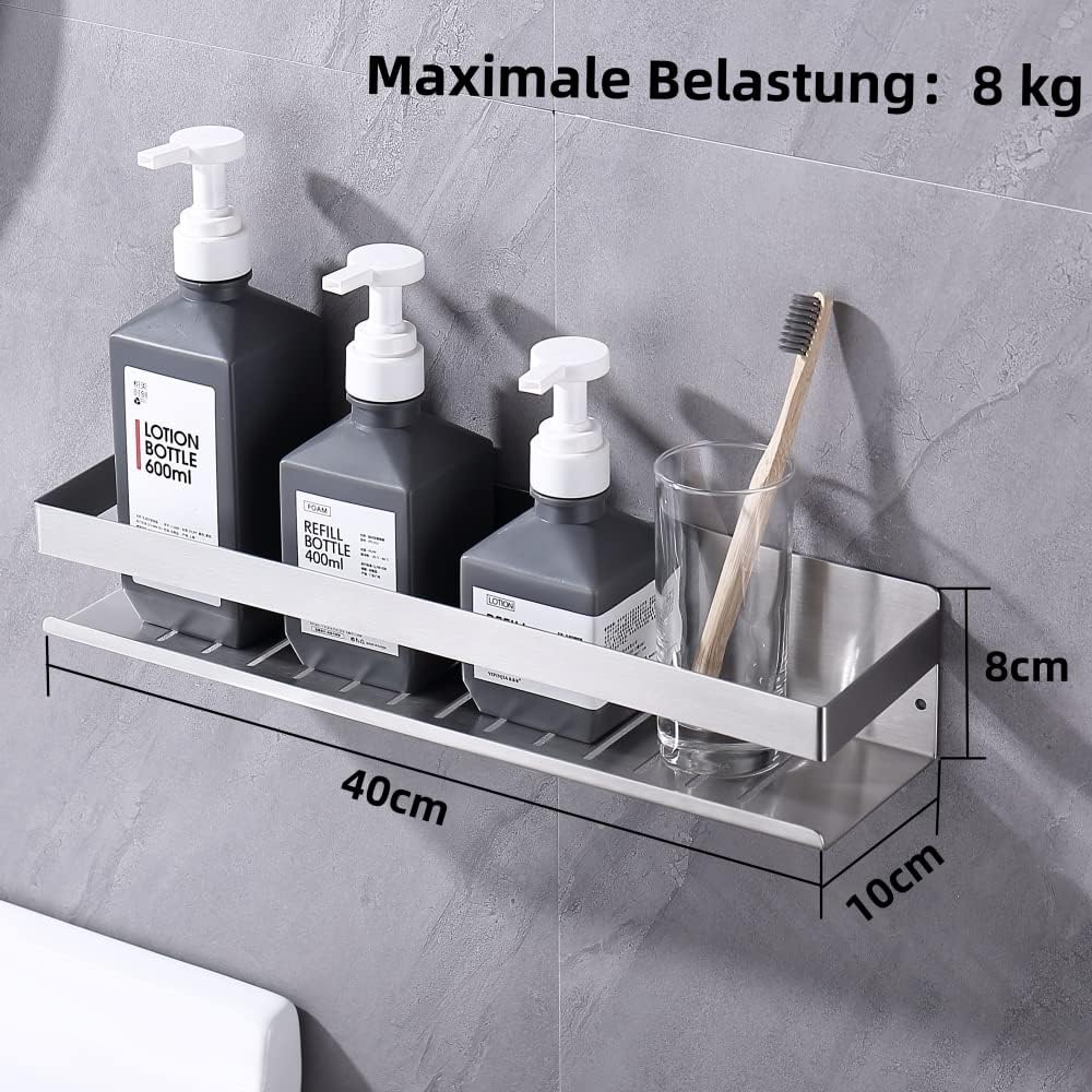 KigKog® Duschablage ohne Bohren Gebürstetes Nickel, Duschregal Wandmontage Edelstahl SUS304 Rostfrei