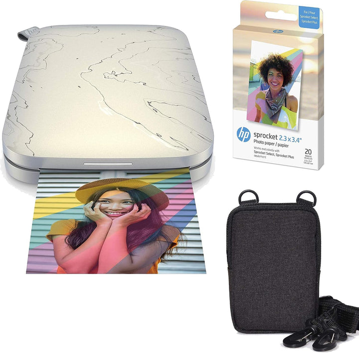 HP , Farbig, Sprocket Select Tragbarer Sofortbilddrucker mit 2,3 x 3,4 Zoll (Weiss) Zink-Papierbünde