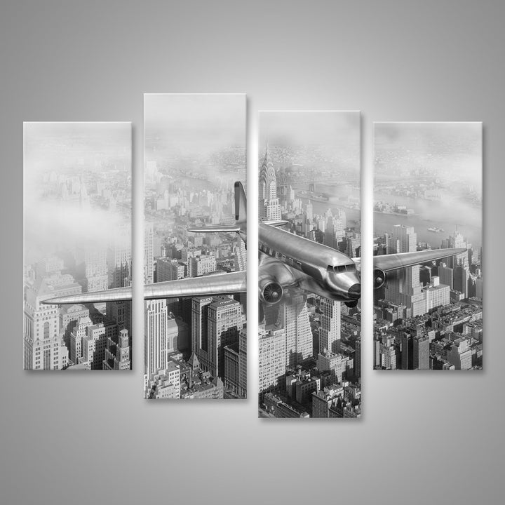 islandburner Bild auf Leinwand Vintage Bild Von Einer Douglas Dc Über New York City Wandbild Poster