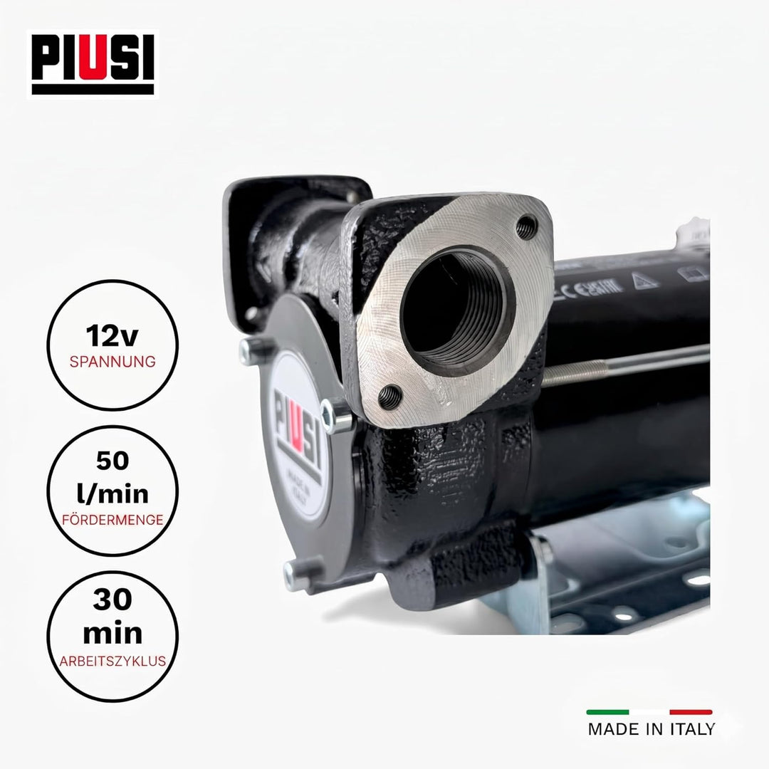 Piusi BP3000 Selbstansaugende Dieselpumpe mit Inline-Palette | 50 l/min | 12V oder 24V | 3/4" Anschl