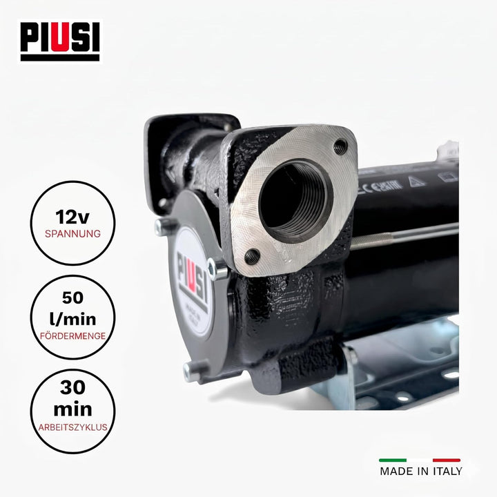 Piusi BP3000 Selbstansaugende Dieselpumpe mit Inline-Palette | 50 l/min | 12V oder 24V | 3/4" Anschl