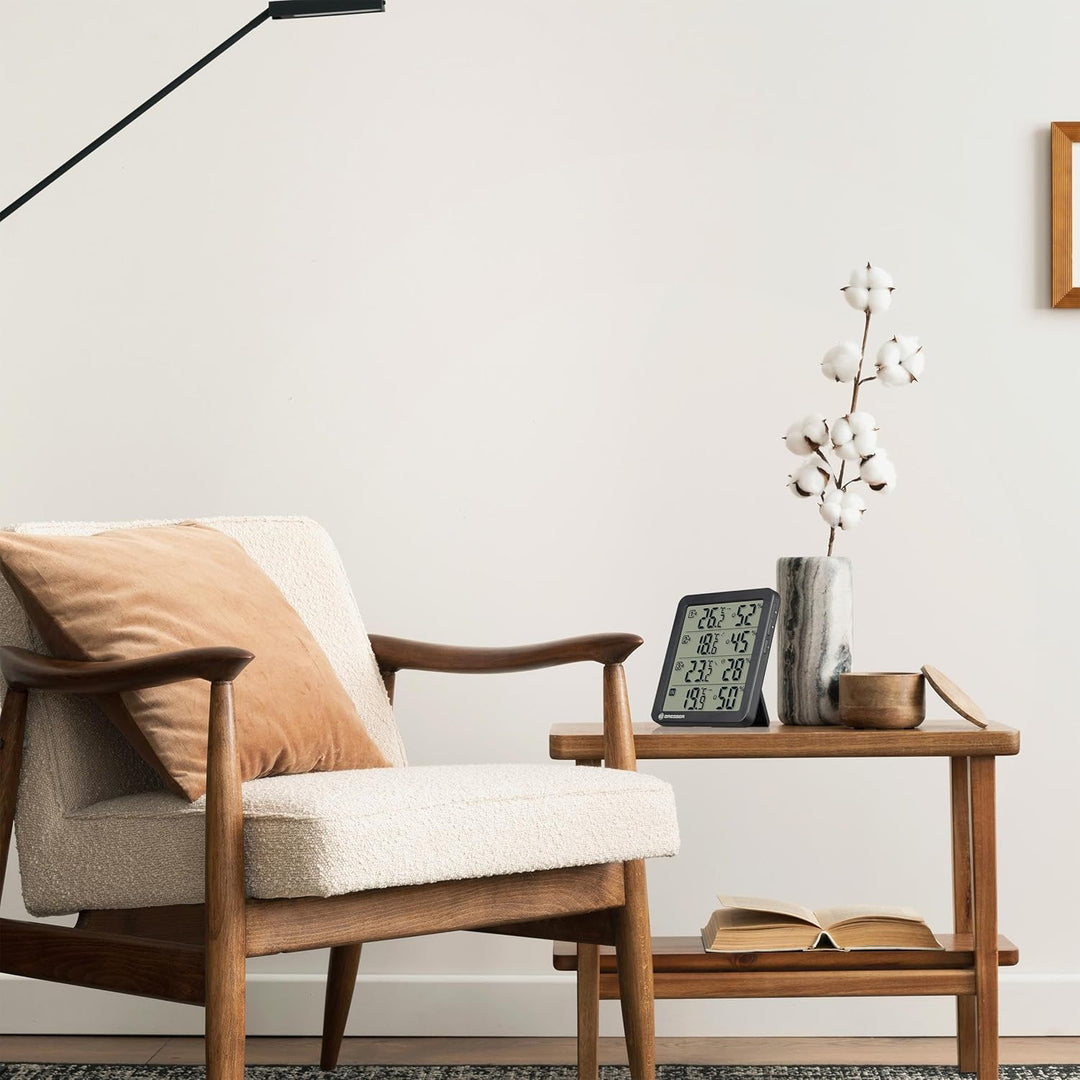 Bresser Quadro NV Thermo-Hygrometer mit 4 Messpunkten, integrierter Sensor und 3 Funksensoren, Smile