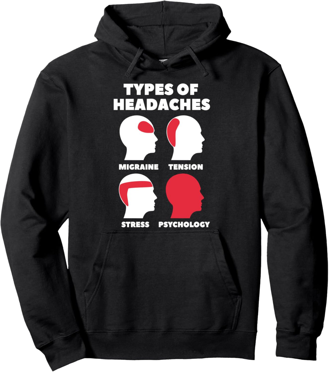 Types Of Headaches Kopfschmerzen Typen Psychology Studium Pullover Hoodie