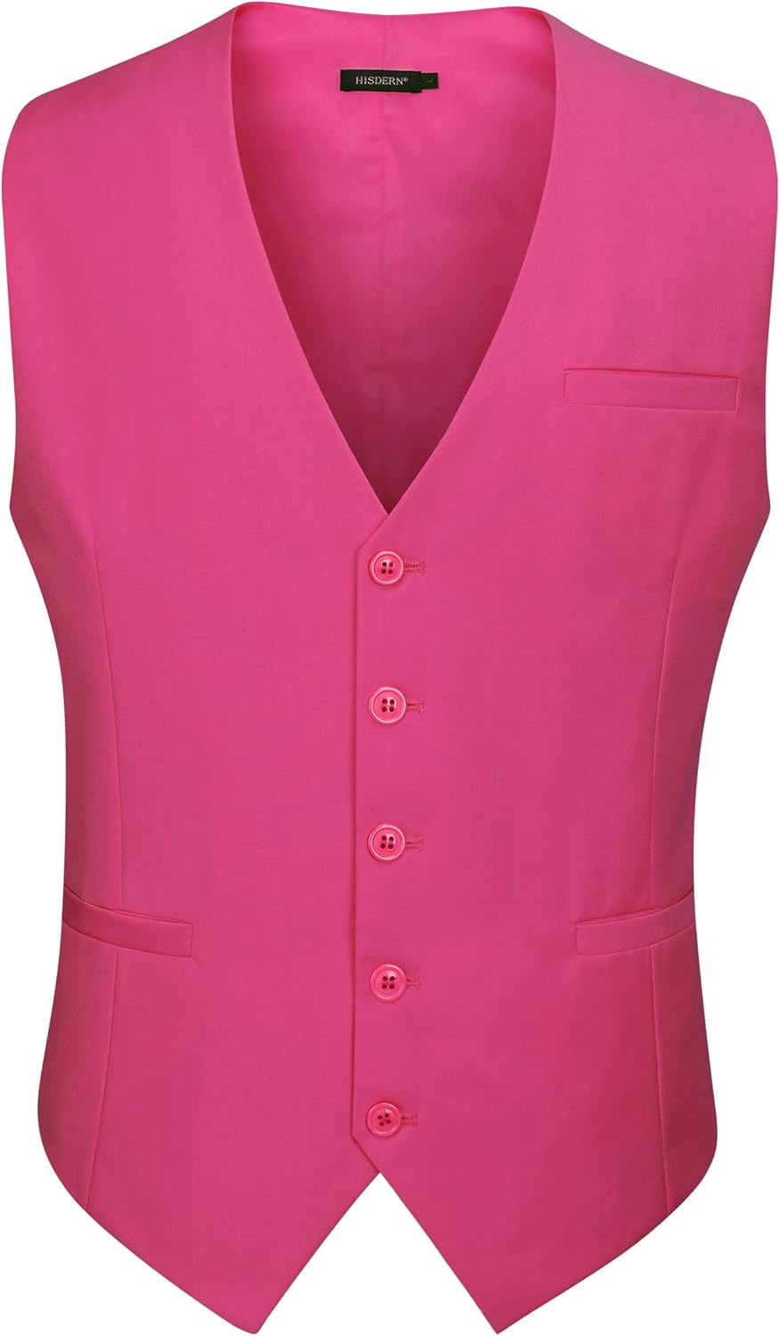 HISDERN Herren Formale Hochzeit Party Weste Baumwolle Einfarbig Weste XXL Z1 - Fuchsia, XXL Z1 - Fuc