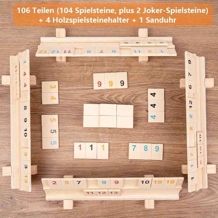 Okey Spiel, Rummikub Holz, Okay Spiel, Rummy Cup, VIP AHSAP Okey Takimi, Wooden Rummy Set with Melam