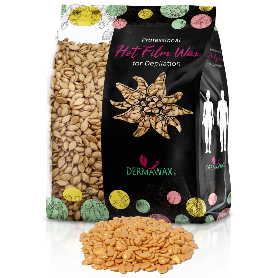 Dermawax 1 kg Gold Waxing Perlen- Professionelle Heisswachs Wachsperlen zur Haarentfernung- Anwendun