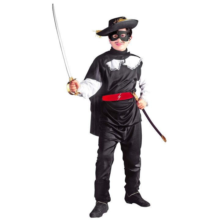 "MASKED BANDIT HERO" (coat, pants, belt, cape, eyemask) - (140 cm / 8-10 Years), 140