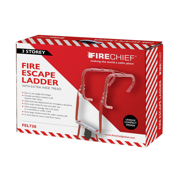 Firechief FEL730 Feuerschutzleiter, 3 Etagen, zusammenklappbar, extra breite Trittflächen, 3 Etagen