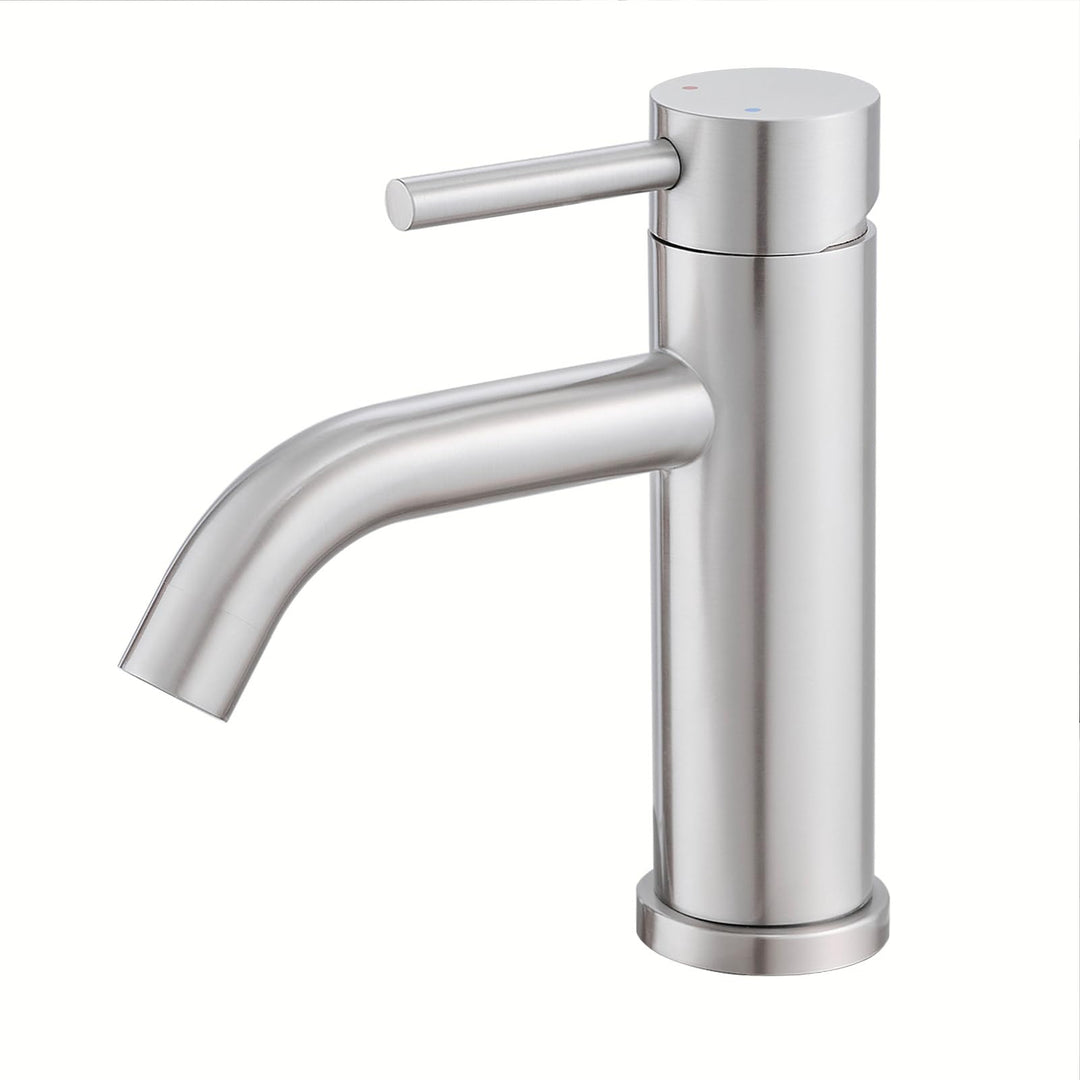 Wasserhahn Bad, Einhebelmischer für Waschbecken, Moderne Badarmatur in Schwarz, Einlochmontage (Gebü