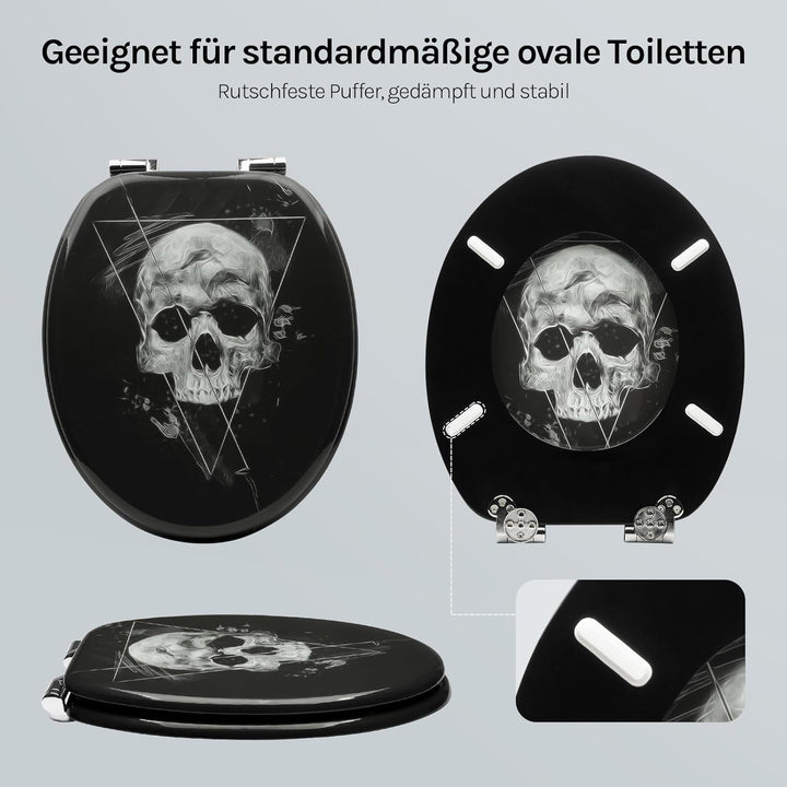 WOLTU Premium WC-Sitz Toilettensitz mit Absenkautomatik, MDF Holzkern, Softclose Scharnier, Desgin D