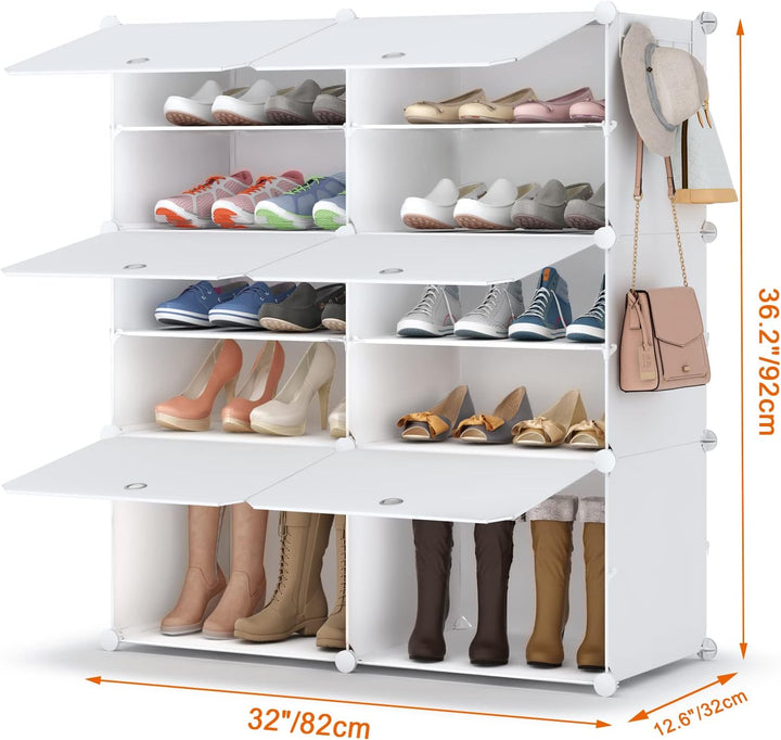 HOMIDEC Schuhregal, 5-stufiger Schuhschrank Kunststoff-Schuhregale Organizer für Schrank Flur Schlaf