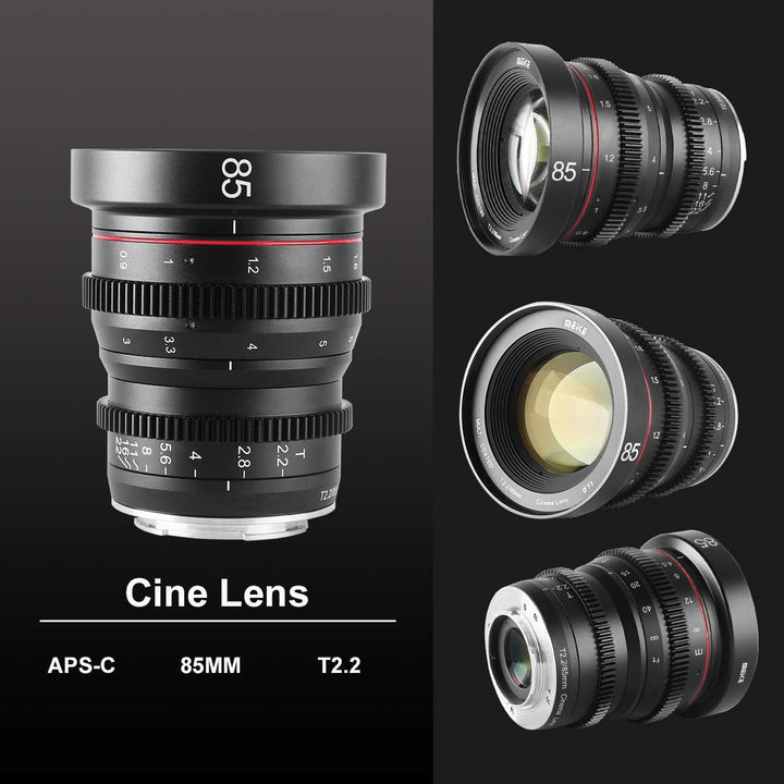 Meike 85mm T2.2 Mini Fixed Prime Manueller Fokus Weitwinkel-Kinoobjektiv für M43 Micro Four Thirds M