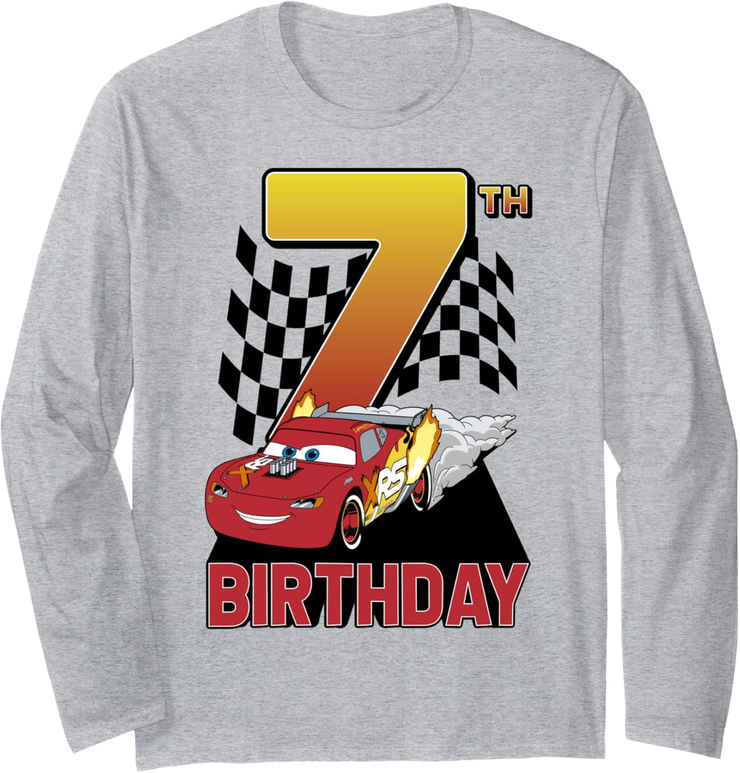 Disney Pixar Cars Lightning McQueen 7th Birthday Peel Out Langarmshirt