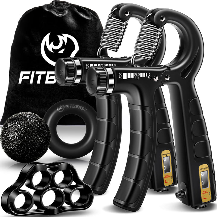 FitBeast Handtrainer Trainingsset (5-teilig), 2 Unterarmgriff Einstellbare Widerstand Handgreifer, F